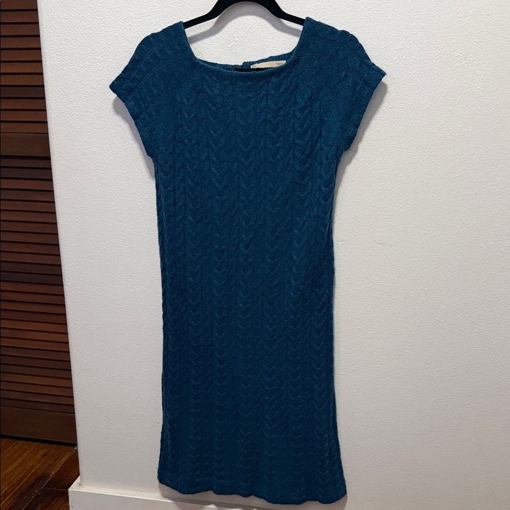 SFERRA Teal Cable Knit Sweater dress EUR L - perfect for winter!